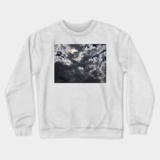 Light of hope. Dramatic grey cloudscape landscape with bright sun and bright angelic light Crewneck Sweatshirt